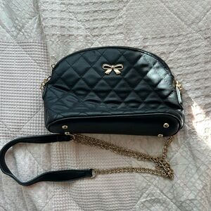 Black Quilted Women's Bag with Gold Chain